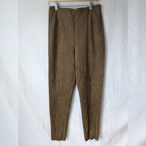 ZARA Faux Suede Leggings Mid-Rise Camel/Brown Size XL